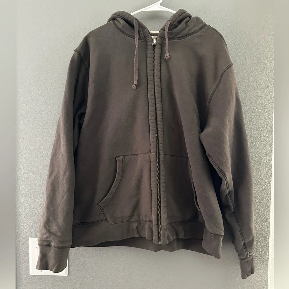 J.CREW Brown Sherpa-Lined Hoodie XL